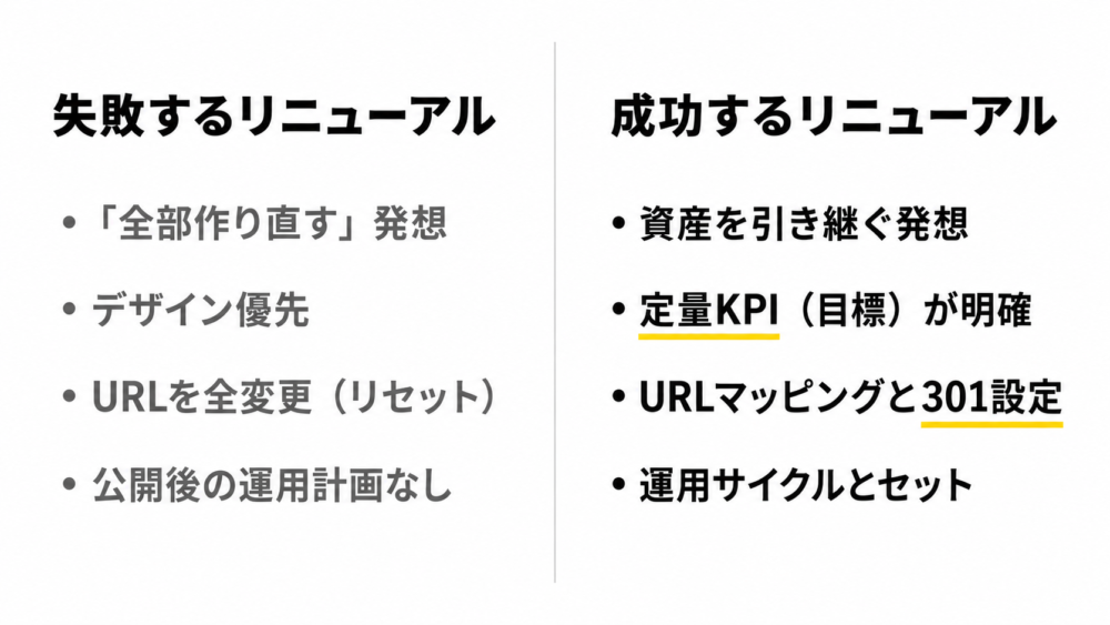 失敗するリニューアルと成功するリニューアル